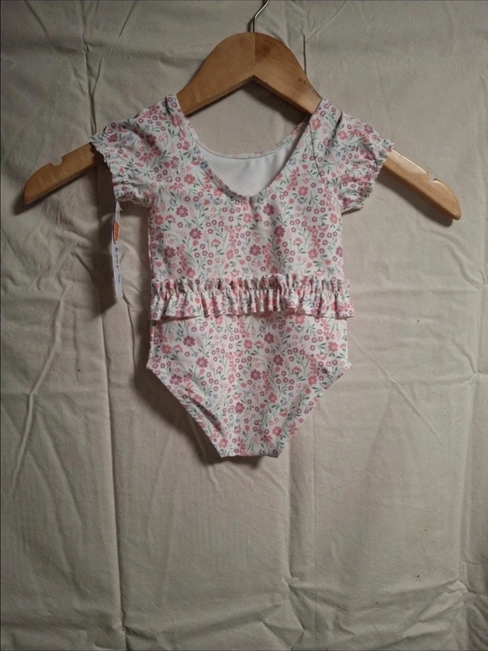 Carter's Pink Floral Ruffle One-Piece Swimsuit